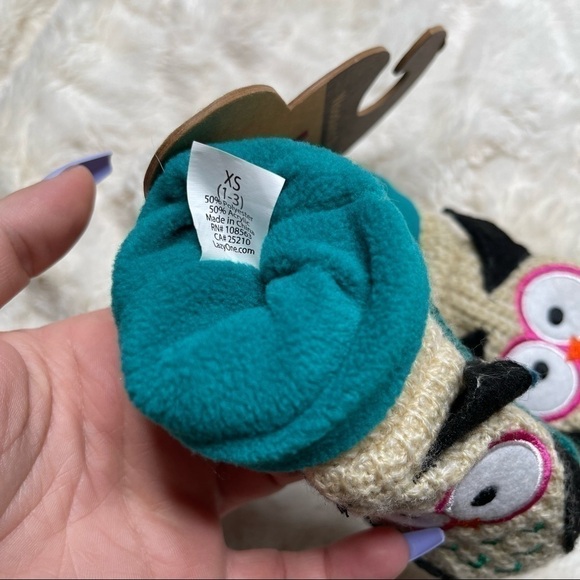 NWT Lazy One Baby infant Woodland Slippers Owl Design Grip Bottom Fleece XS 1-3 - Picture 3 of 5